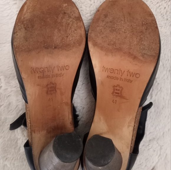 Twenty Two Buttery Soft Italian Leather Ankle Strap Mary Jane Boho Cork Heels - Picture 7 of 7